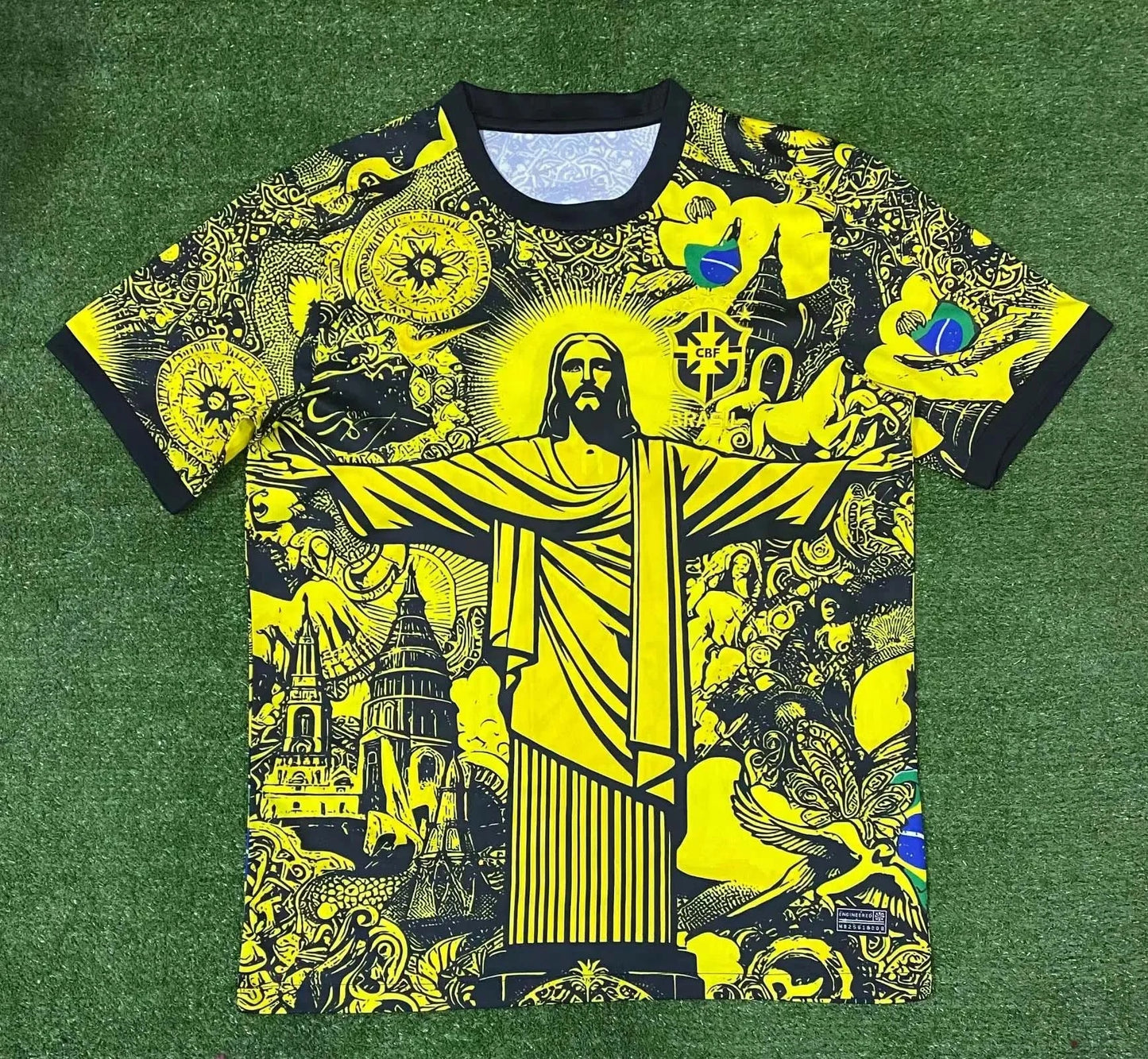 2024 Brazil Special Edition Jesus Yellow Gray Shirt