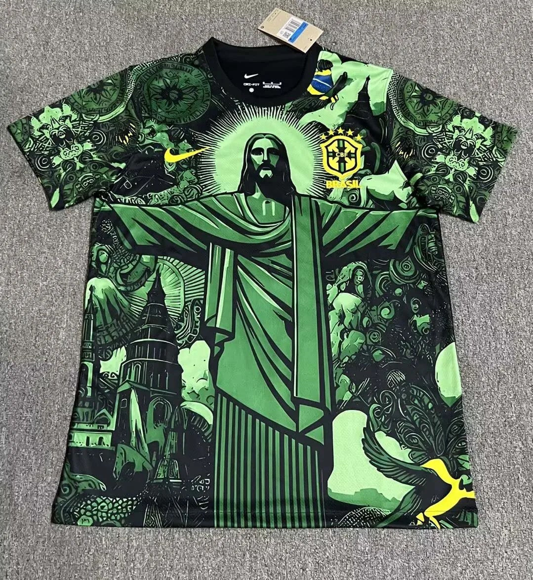 2025 Brazil Special Edition Jesus Black Green Shirt