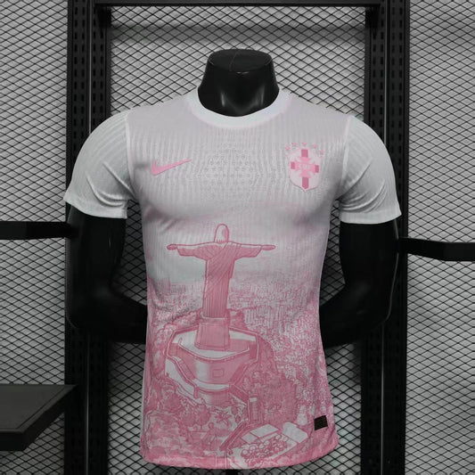 2025 Player Version Brazil Jesus Special Edition White-Pink Shirt