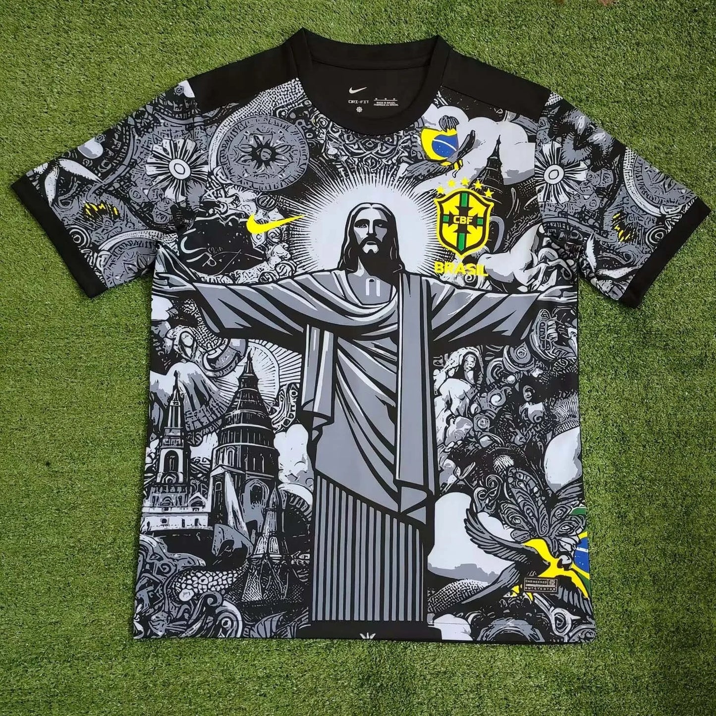 2024 Brazil Special Edition Jesus Black Gray Shirt