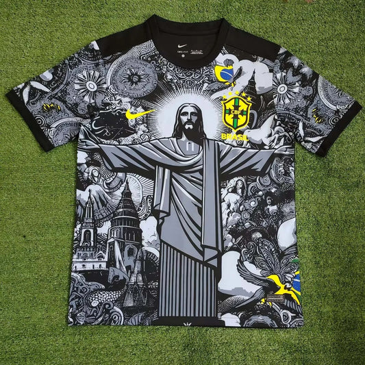 2024 Brazil Special Edition Jesus Black Gray Shirt
