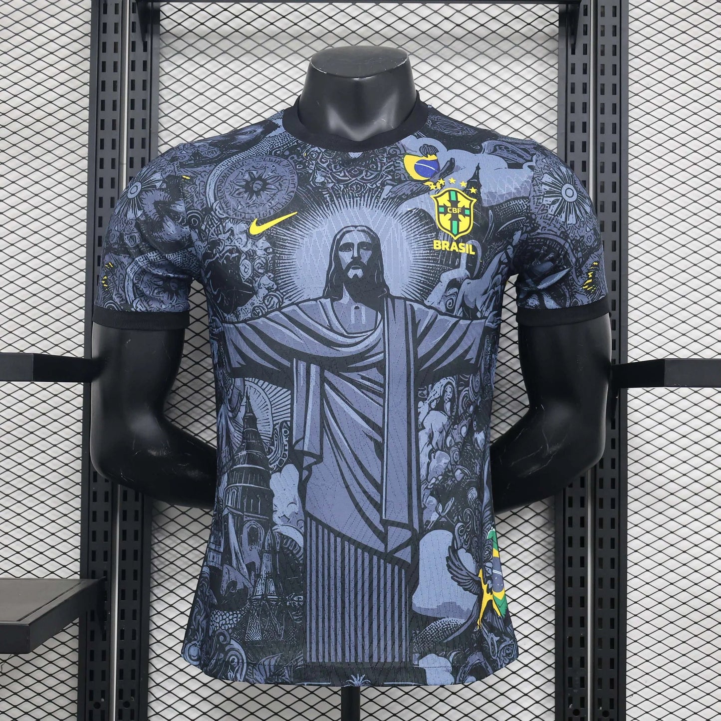 2024 Player Version Brazil Special Edition Jesus Black Gray Shirt
